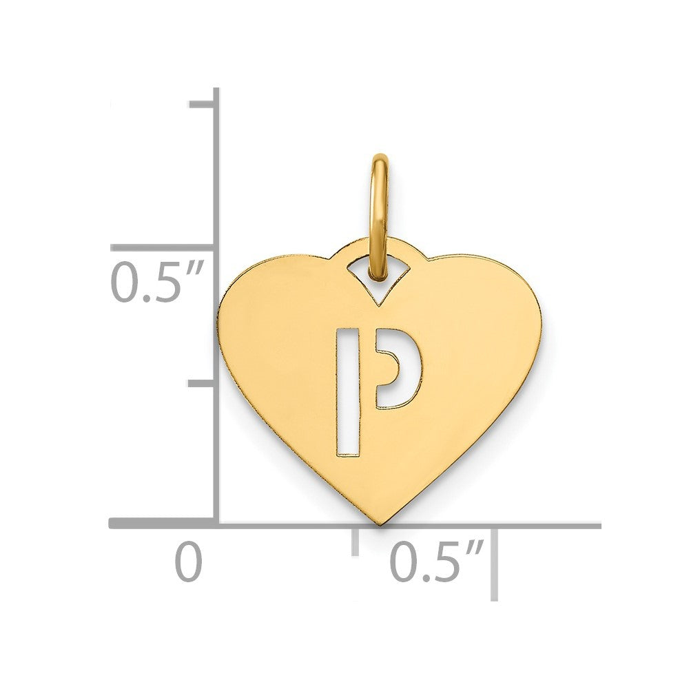 14K Gold Heart Cutout Letter P Pendant Necklace for Women - Elegant Initial Jewelry Gift for Her, Perfect for Birthdays, Anniversaries & Valentine's Day