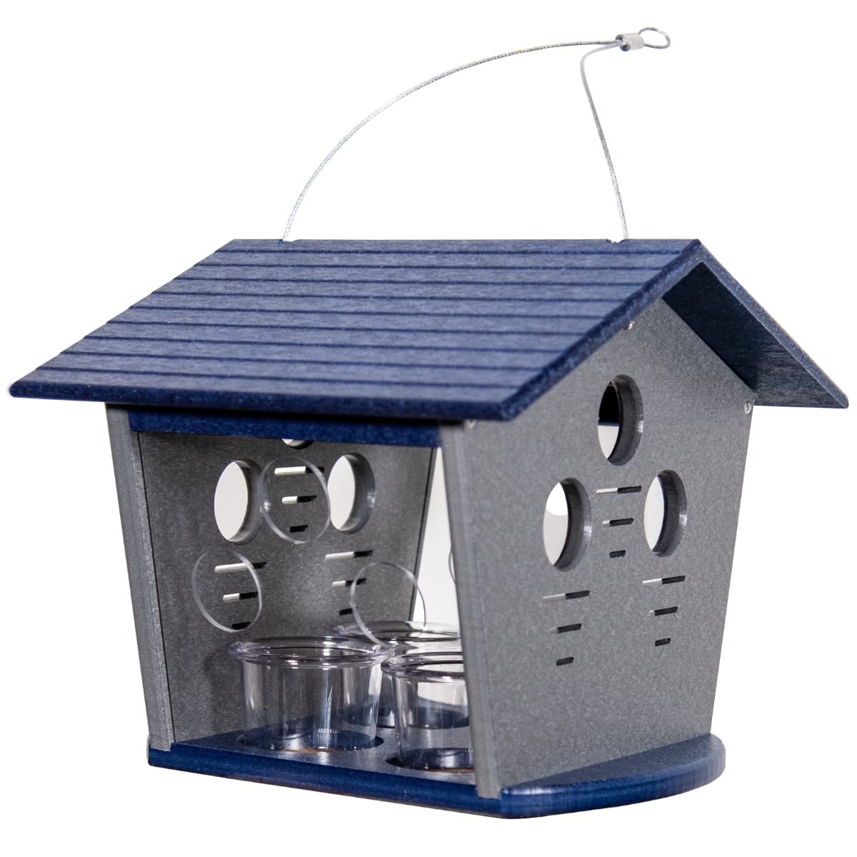 JCs Wildlife Ultimate Enclosed Bluebird Feeder - Starling Proof Bird Feeder with 2 Cups Capacity for Dried Mealworms - Perfect for Backyard Bird Watching & Protecting Bluebirds from Bully Birds