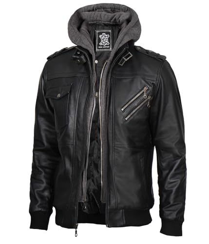 Frond Hooded - Black Leather Jacket