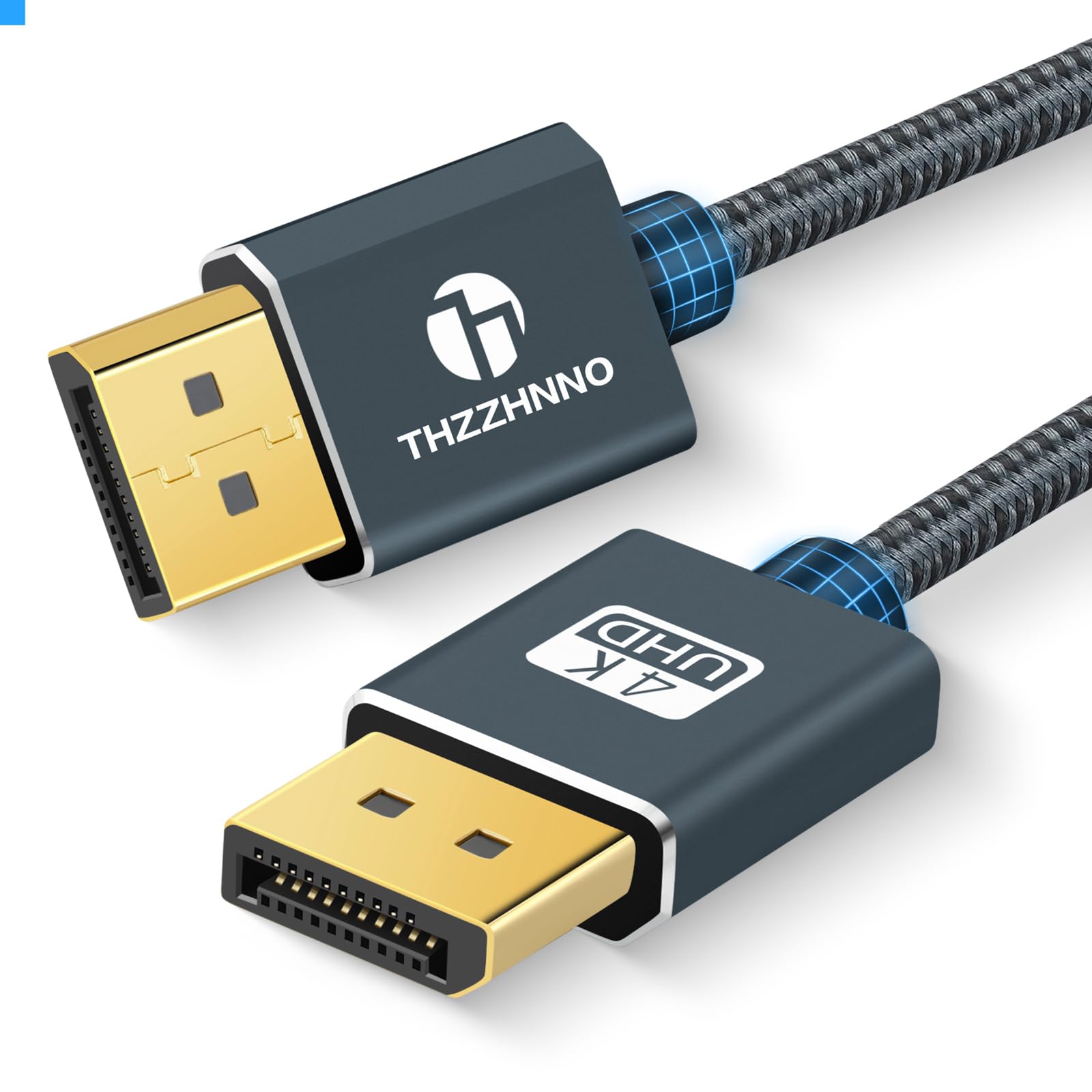 Thzzhnno DisplayPort Cable 1M (3.3ft) - Certified DP 1.2, Gold-Plated Connectors, 4K@60Hz & 2K@165Hz/144Hz - High-Speed Gaming Monitor Cable for PC, Laptop, Workstation - Perfect for Esports, Video Editing & Multi-Screen Setup
