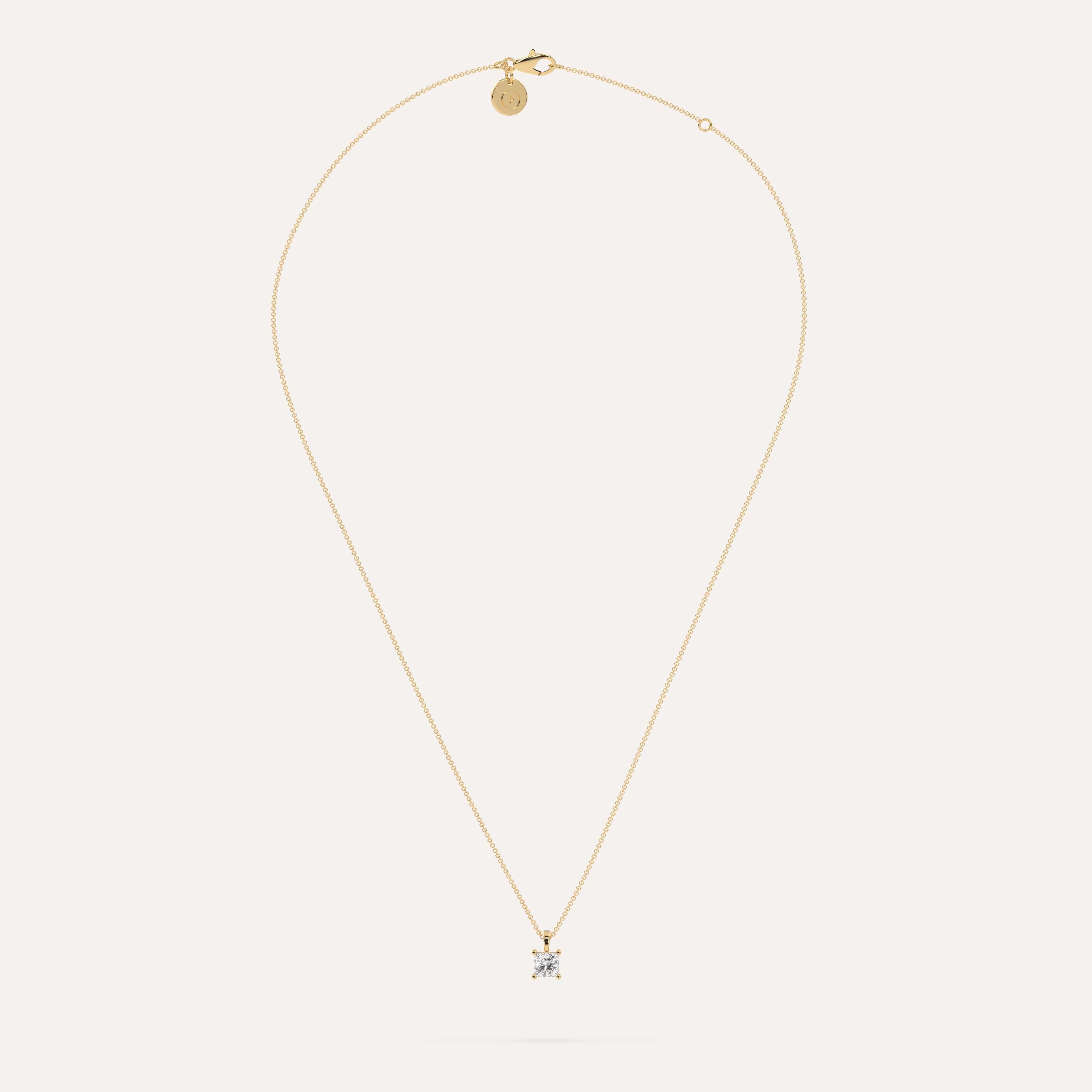1/2 Carat Princess Cut Diamond Pendant Necklace - 14K White Gold Chain for Women - Perfect for Weddings, Anniversaries & Special Occasions