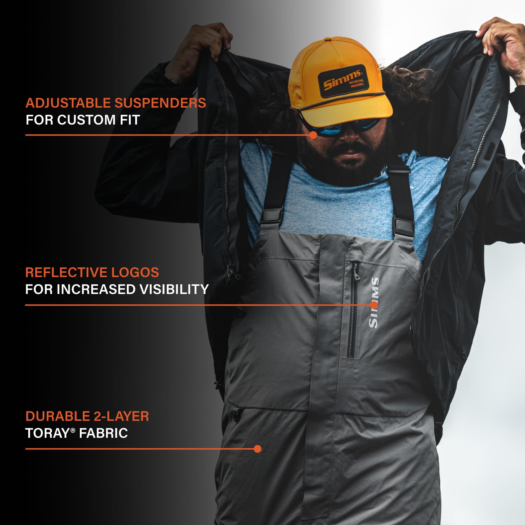 Simms Challenger Waterproof Bibs for Men - Heavy Duty Rain Gear & Work Bib Overalls for Fishing, Hunting, Snowmobiling, Hiking & Outdoor Activities | All-Weather Protection for Work & Adventure