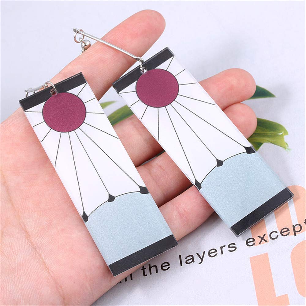 Anime Demon Slayer Tanjiro Kamado Cosplay Earrings - Stylish Dangle Hook Ear Studs for Halloween, Cosplay, and Anime Conventions