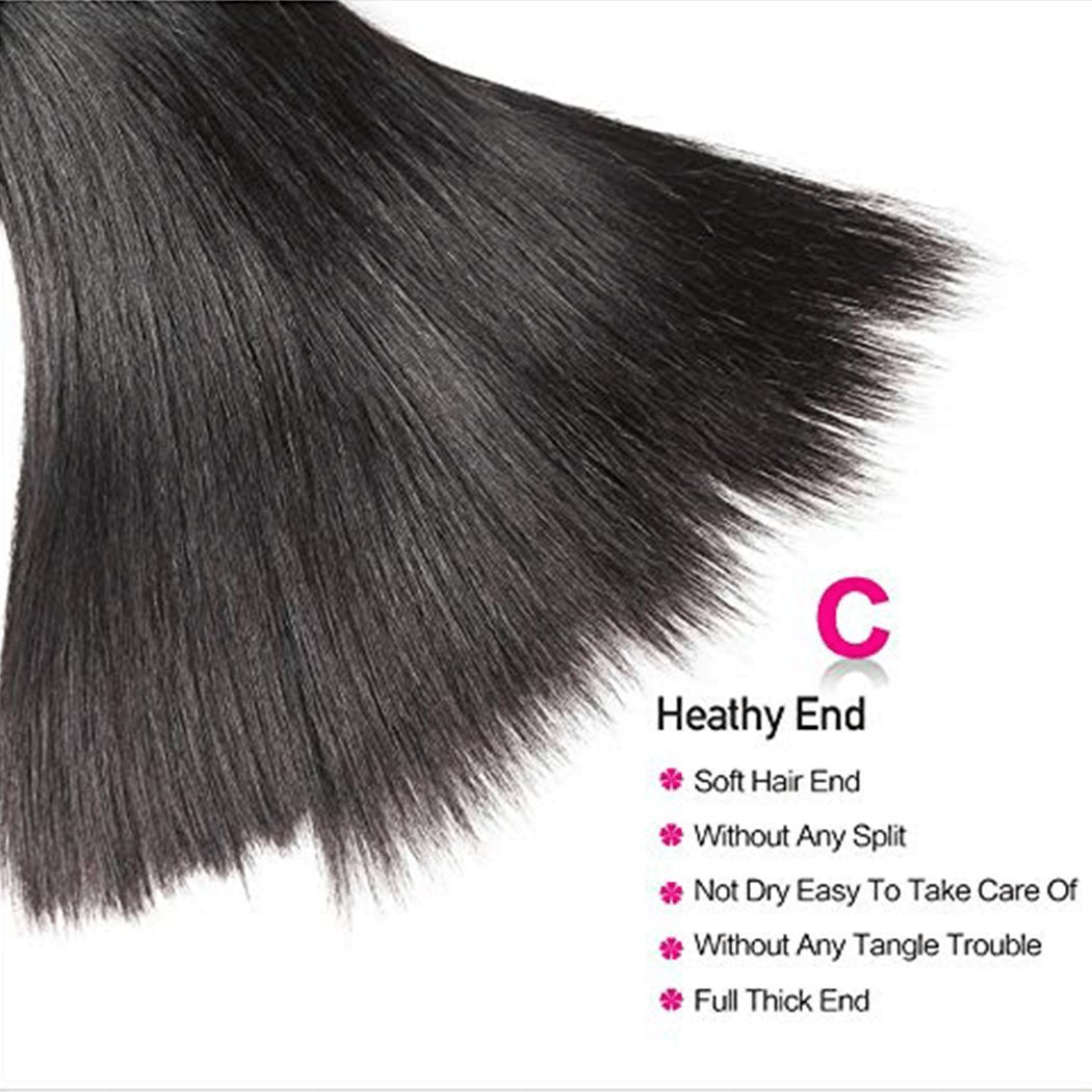Virgin Straight Human Hair 4 Bundle Deals - 9A Malaysian Straight Weave Hair (24, 24, 26, 26 Inch) 1B Color Natural Hair Extensions for Styling & Volume - Perfect for Daily Wear, Parties & Special Occasions