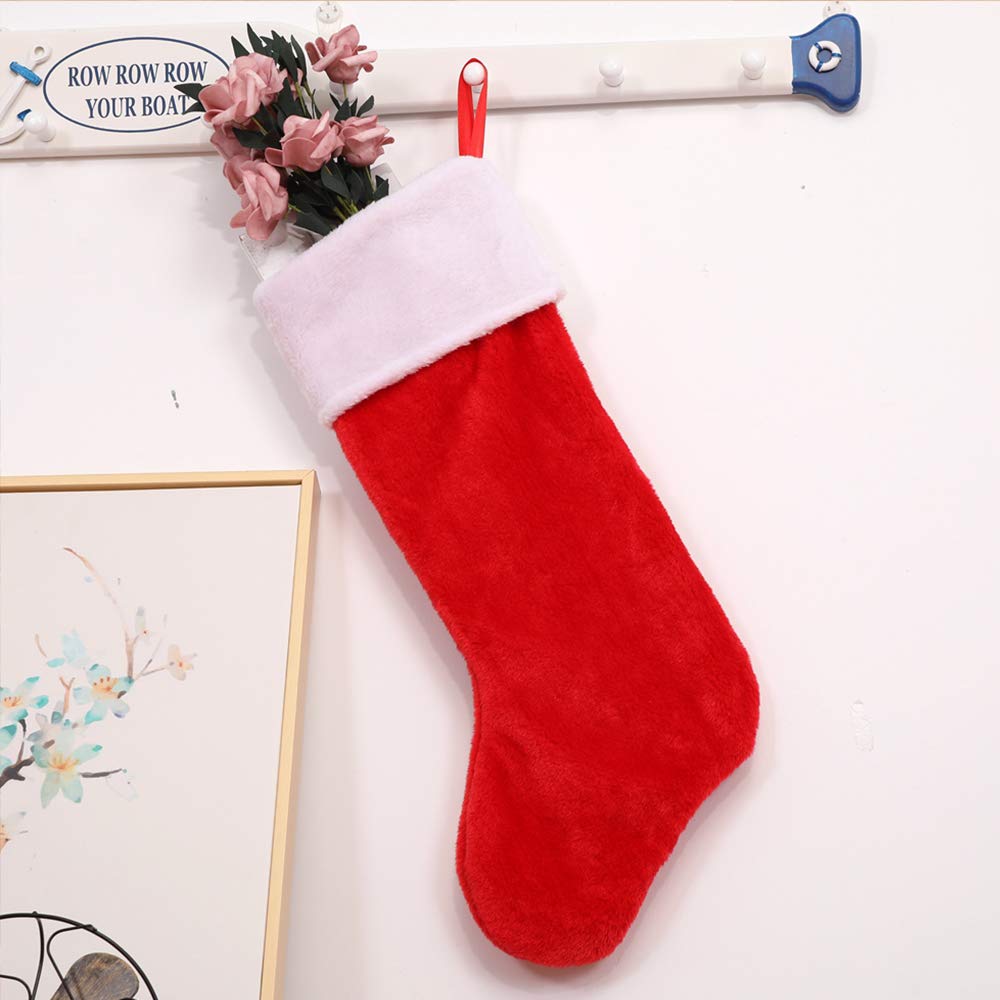 Large Plush Red & White Christmas Stockings - 2 Pack for Holiday Home Decor, Personalized Xmas Tree & Fireplace Hanging Stockings, Party Decorations | Perfect for Christmas Gifts, Family Gatherings & Festive Celebrations
