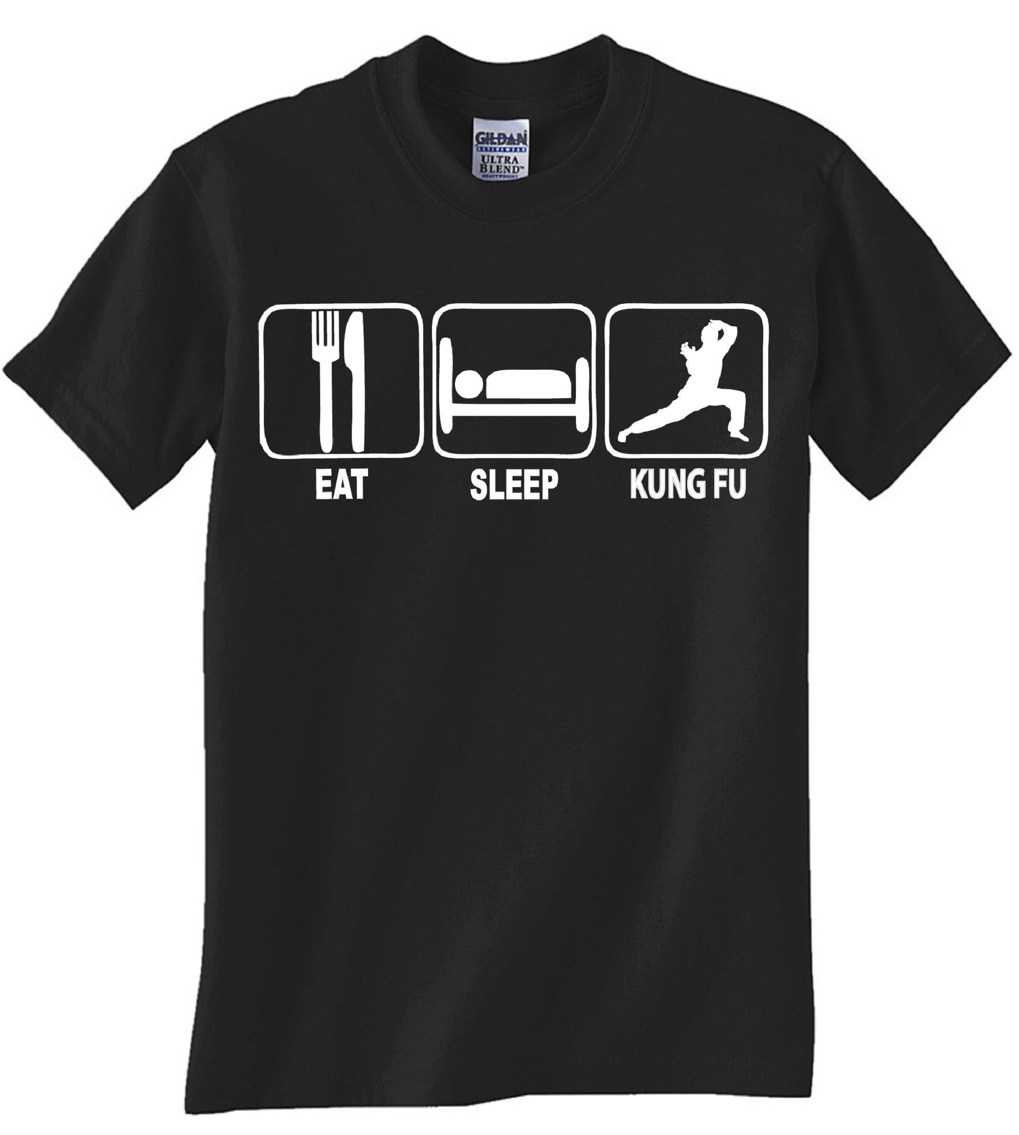 EAT SLEEP KUNG FU Black T-Shirt - Martial Arts Training & Casual Wear