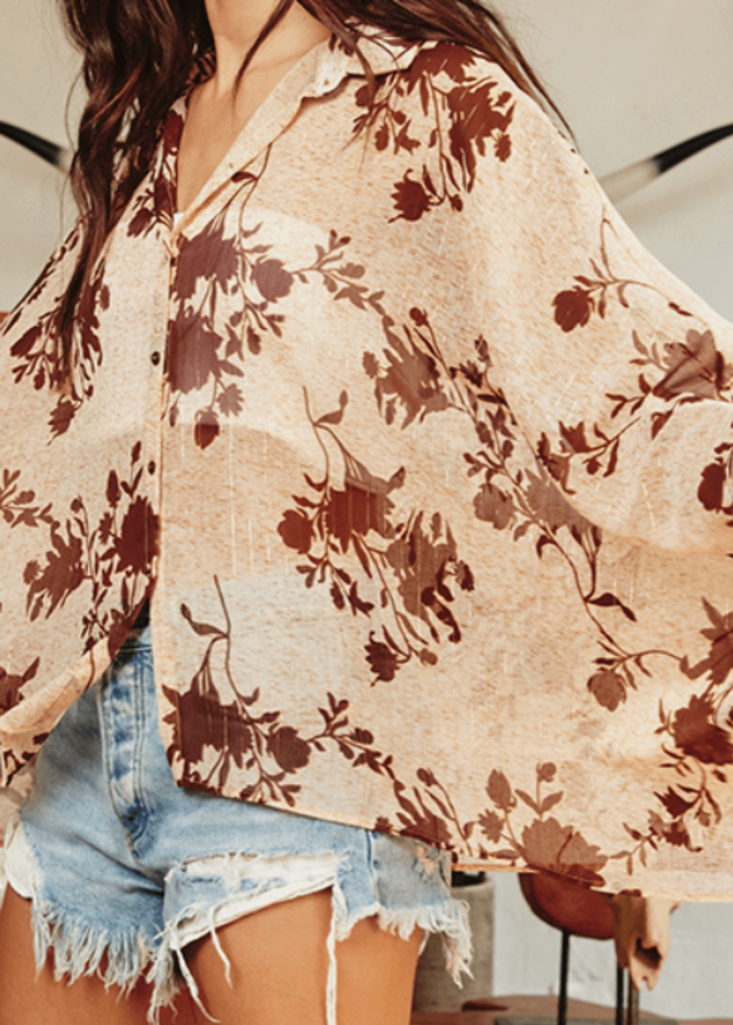 Elegant Cora Floral Chiffon Button Down Blouse for Women - Perfect for Office Wear & Spring Outfits