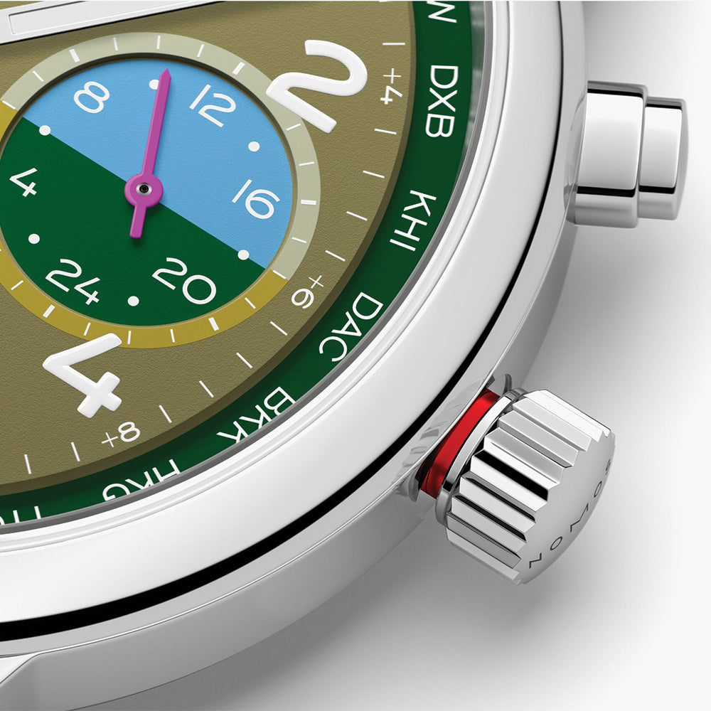 NOMOS Club Sport Neomatik Worldtimer Limited Edition 40mm Watch - Stainless Steel Bracelet with Jungle Dial - Perfect for Travel, Business & Luxury Watch Collectors