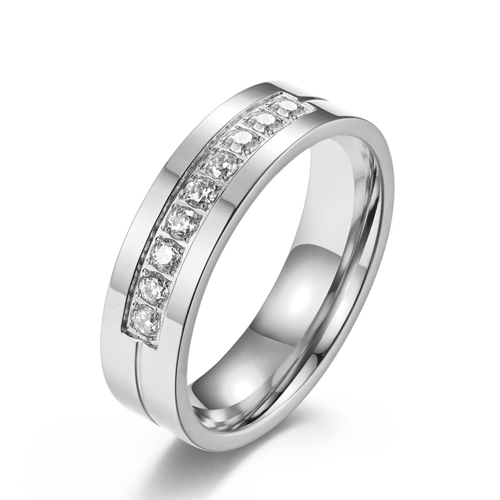 His & Her Stainless Steel Promise Rings - 6MM Engravable for Couples | Wedding & Anniversary Gifts
