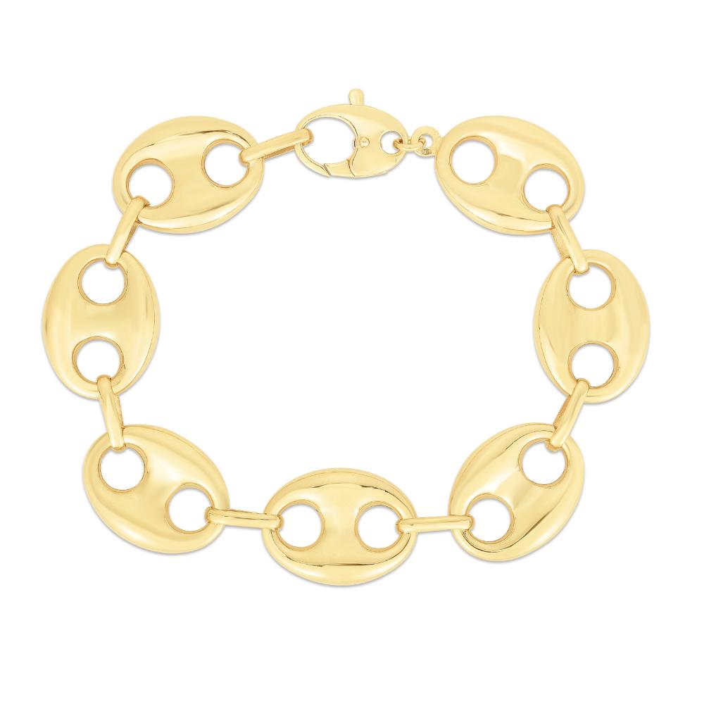 14K Gold 21mm Puffed Mariner Link Necklace for Women - Elegant Chunky Chain Jewelry for Everyday Wear & Special Occasions