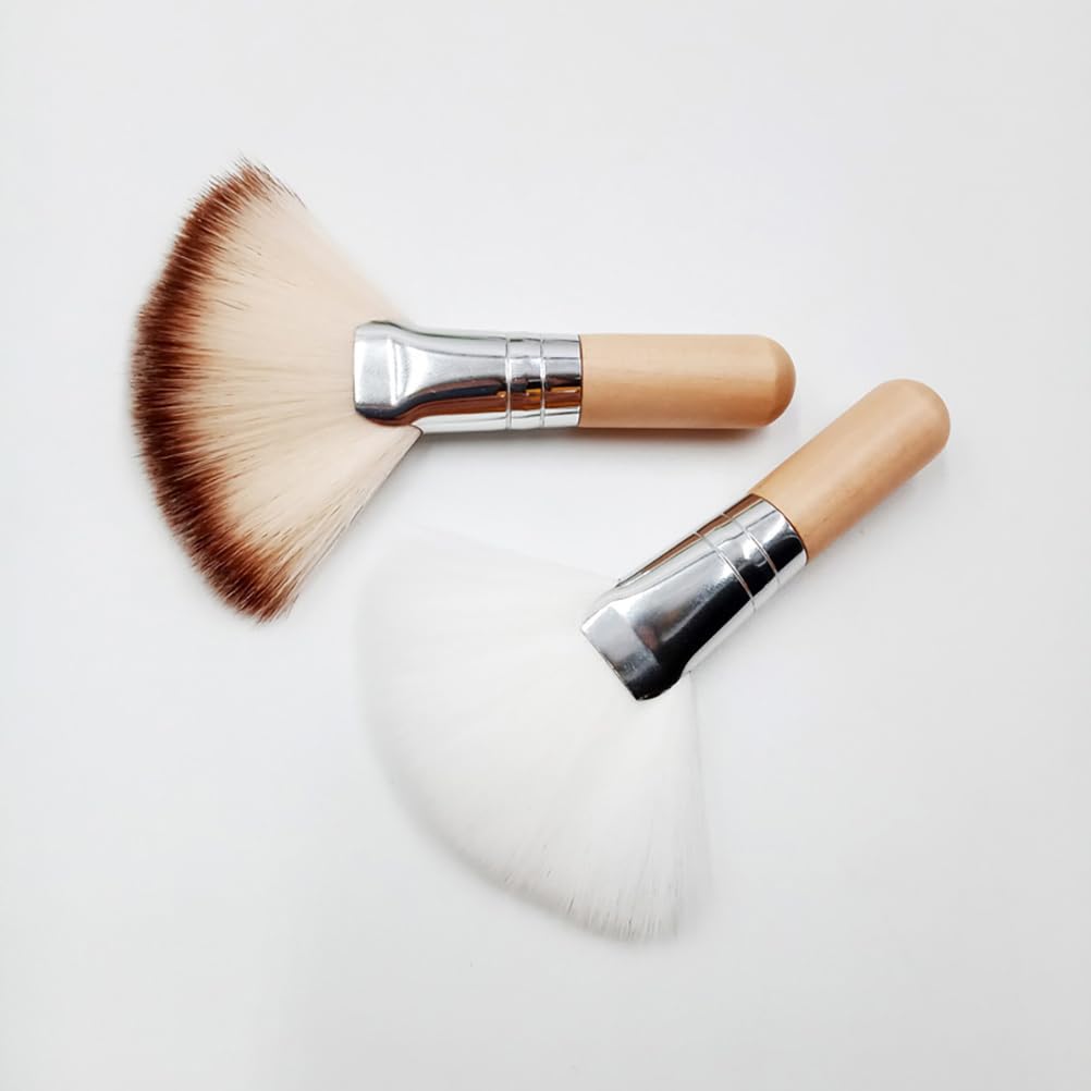FRCOLOR 4Pcs Professional Fan Brush Set - Short & Long Handle Makeup Brushes for Blending, Highlighting, Contouring & Setting Powder - Perfect for Face Makeup, Body Art & Special Effects Cosmetics