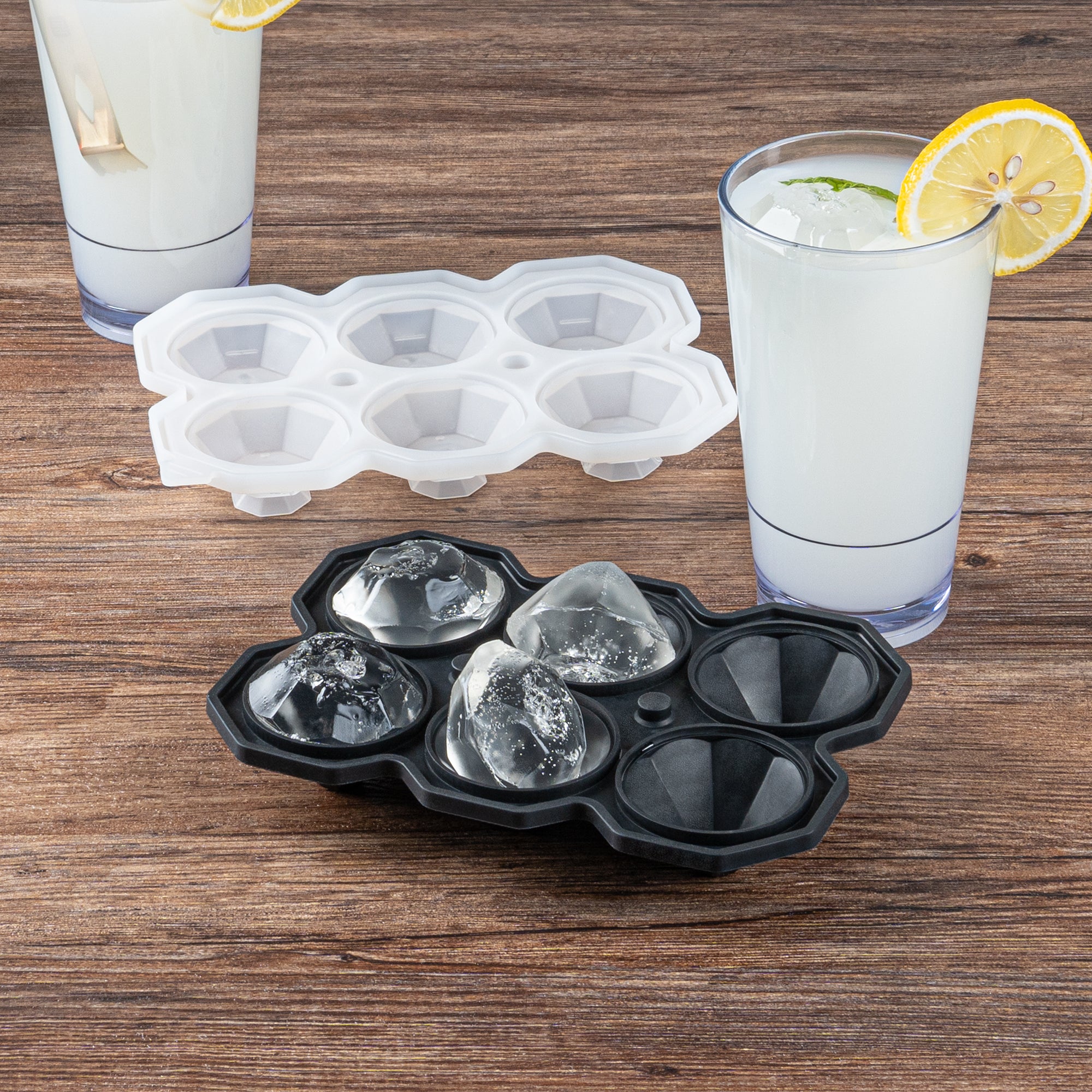 Premium Black Silicone Ice Cube Tray - 2 x 1.5 Inch Diamond Shape, 6 Compartments (1 Count) - Perfect for Cocktails, Whiskey, and Chilled Beverages