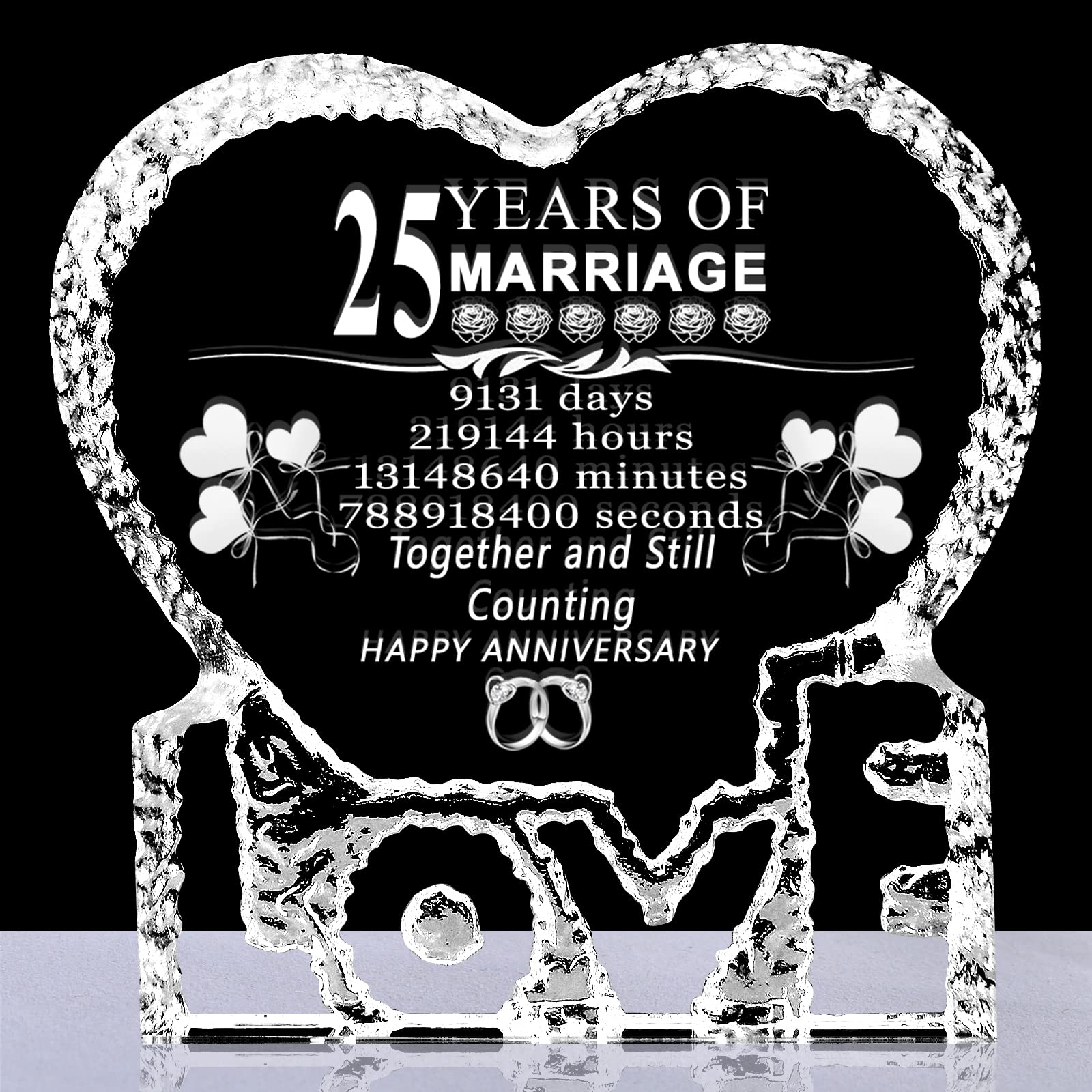 25th Anniversary Wedding Gifts for Couples - Silver Plated Keepsake for Husband & Wife - Romantic Valentines Day Present - Perfect for 25 Years of Marriage Celebrations, Anniversaries & Special Occasions