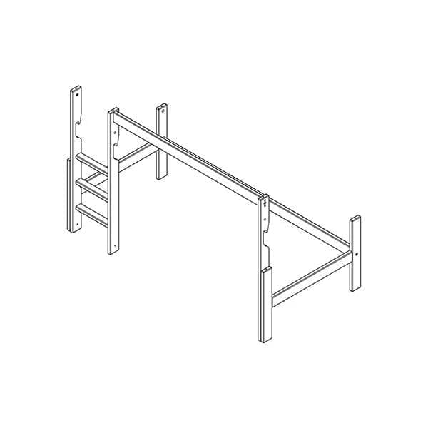 128 cm Mid Sleeper Bed Frame with Ladder - Sturdy & Safe for Kids' Bedrooms, Playrooms & Dorm Rooms