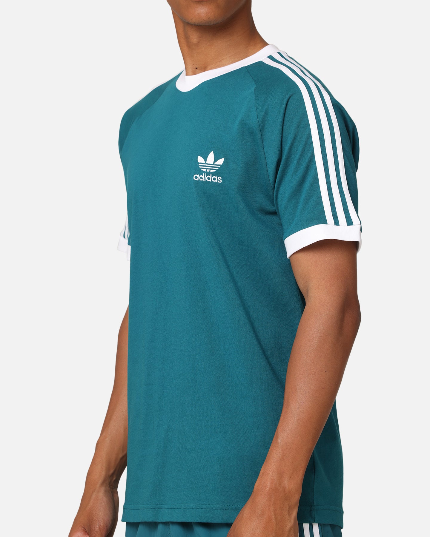 Adidas Classics 3 Stripes T-Shirt for Men - Soft Cotton Teal Blue Casual Shirt - Perfect for Gym, Running & Streetwear Fashion