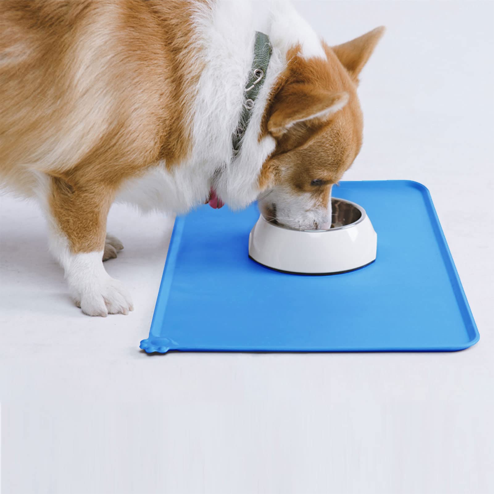 AUDWUD Non-Slip Silicone Pet Feeding Mat - Waterproof Dog Bowl Mat for Food & Water - Perfect for Kitchen, Crate & Travel Use