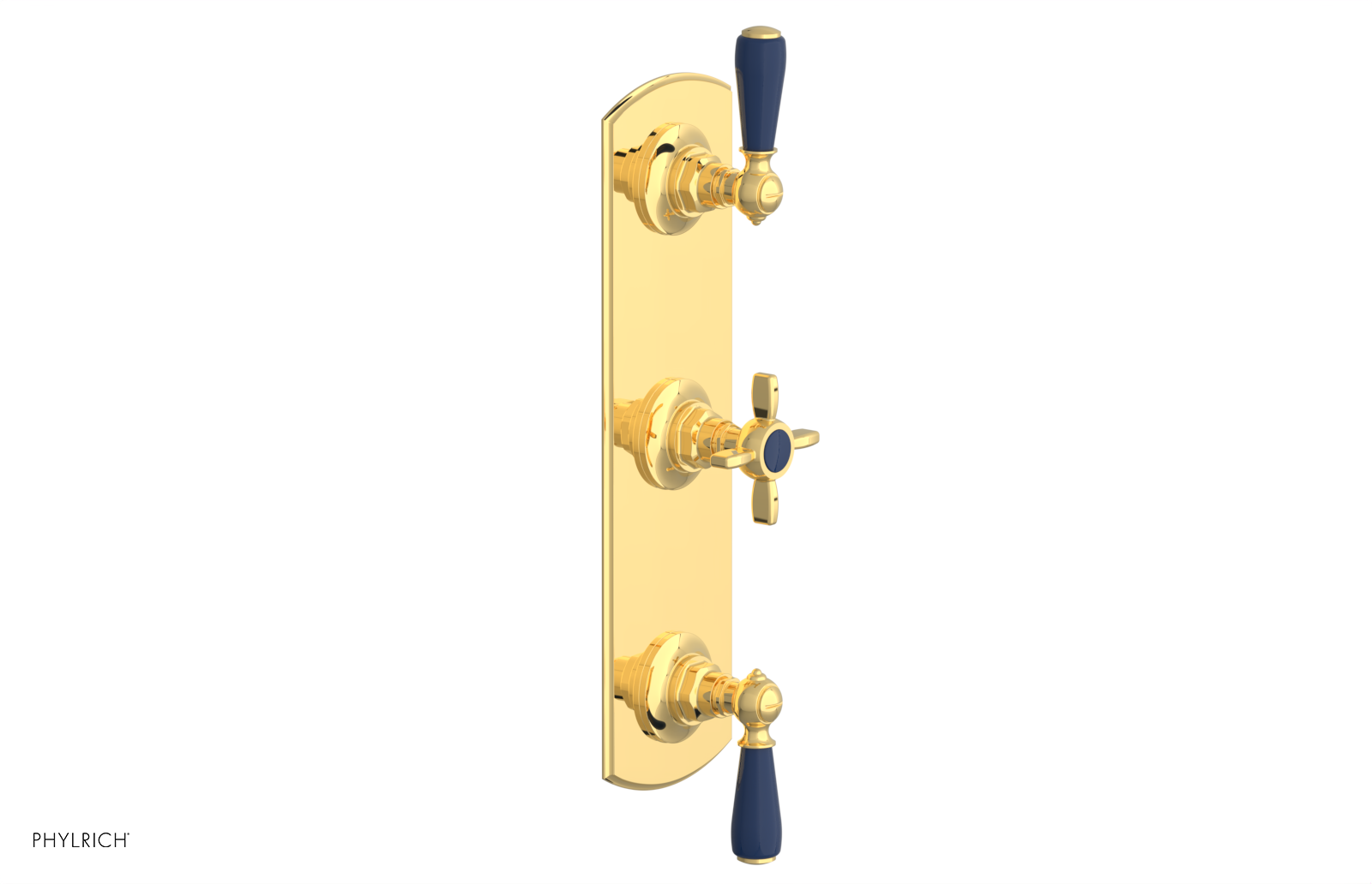 Jamestown Thermostatic Shower Valve with Dual Volume Control - Navy Blue Accents (Model 4-740) for Modern Bathroom & Spa Experience