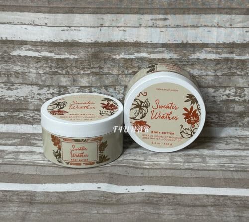 2 Pack Sweater Weather 24 Hour Moisture Body Butter by Bath & Body Works - 6.5 oz | Ultra Hydrating Dry Skin Care for Winter & Fall Seasons