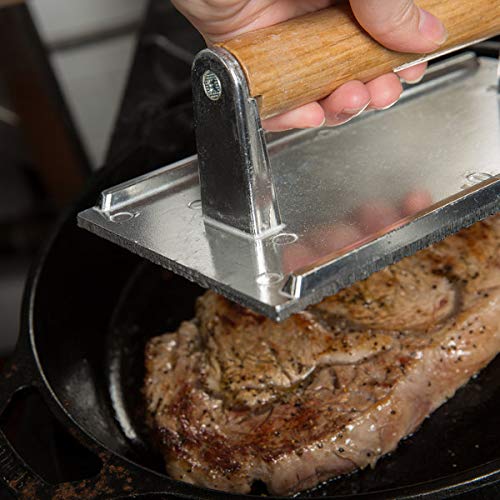 Premium 6-Piece Aluminum Steak Weight Set - Commercial Grade Burger Press for Hamburgers, Panini & BBQ - Medium Size 8