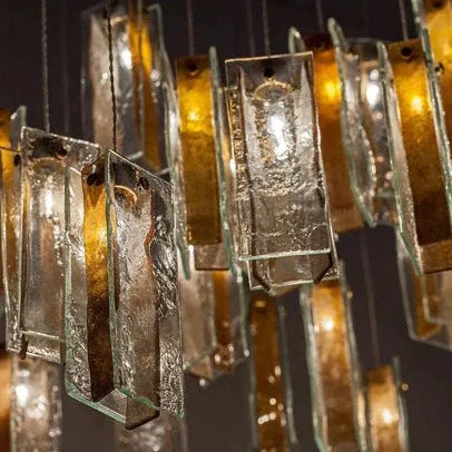 1/25/60/84 Light Colorful Rectangle Cluster Glass Tile Pendant Chandelier - Modern Art Design for Dining Room, Living Room & Bedroom Lighting
