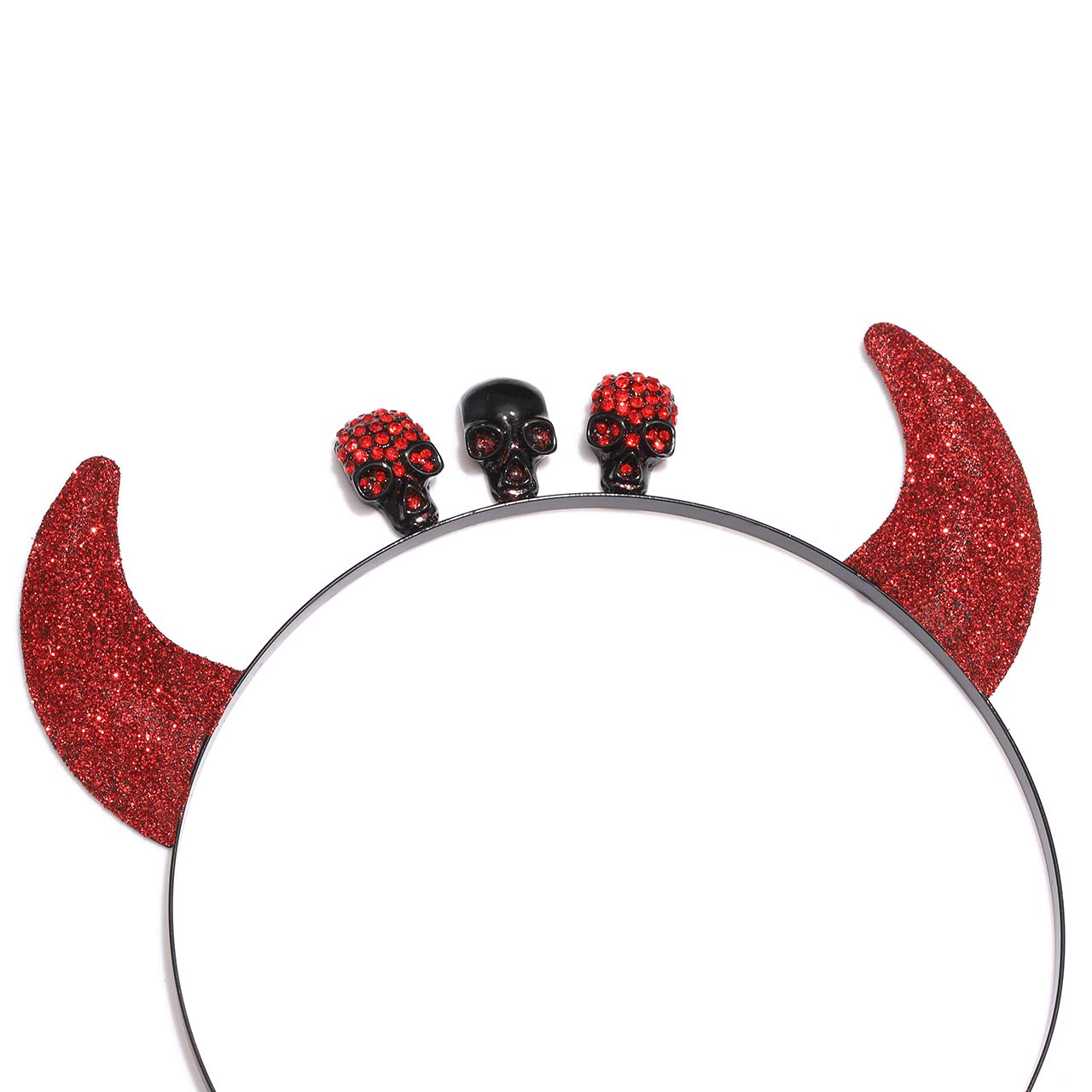 METOBAR Glitter Devil Horns Headband - Sequin Rhinestone Halloween Headbands for Women & Kids - Fancy Costume Party Accessory for Halloween, Cosplay, and Festive Events