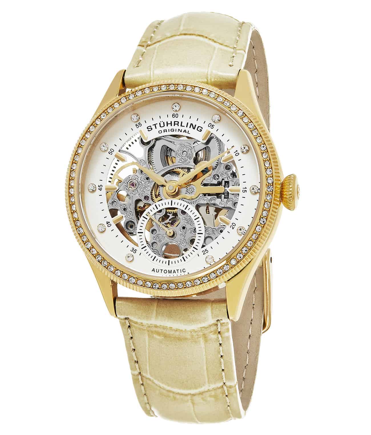 Silver Dial / Gold Case / Beige Leather Strap Tang Buckle