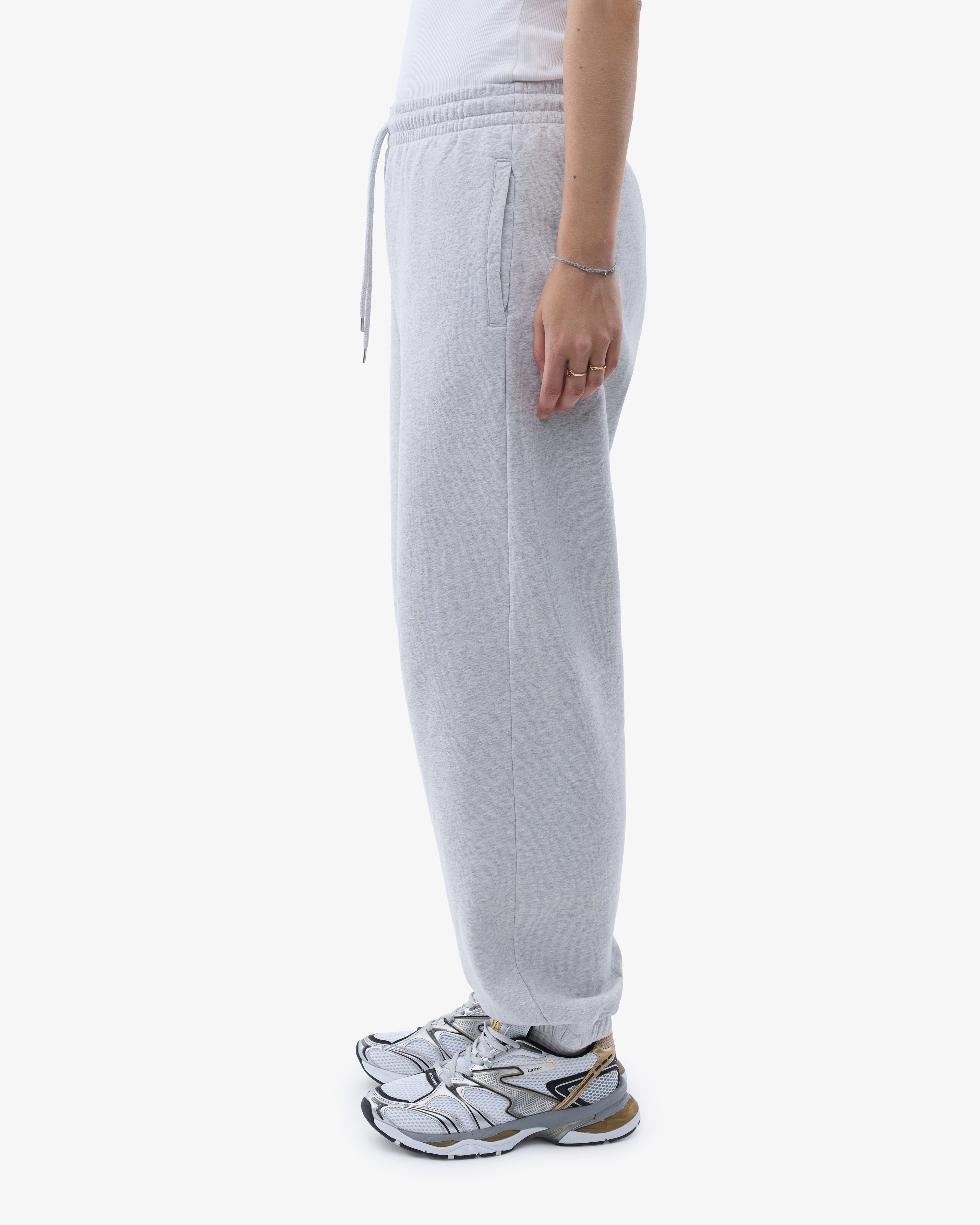 Organic Relaxed Sweatpants for Women - Soft Cotton Lounge Pants with Elastic Waistband - Snow Melange Color - Perfect for Yoga, Home Wear and Casual Outfits