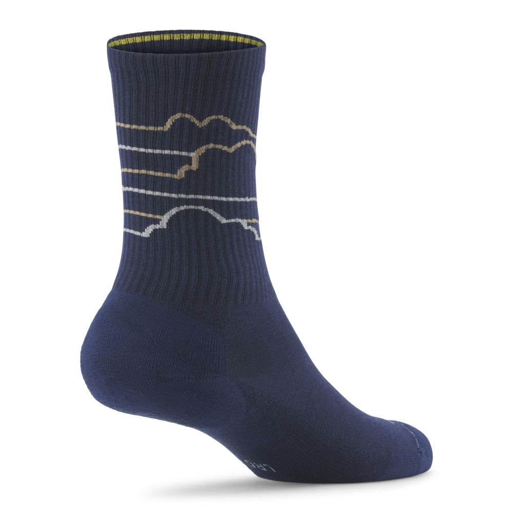 Anytime Crew Socks for Men & Women - Deep Navy/Rugged Beige (Medium Grey) Cloudstripe Design - Soft Comfortable Everyday Socks for Work, Hiking & Casual Wear
