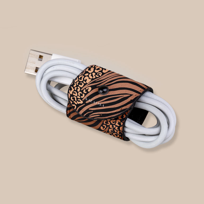 Eco-Friendly Zebra and Leopard Print Cord Wrap - Perfect for DIY Crafts, Gift Wrapping, and Home Organization