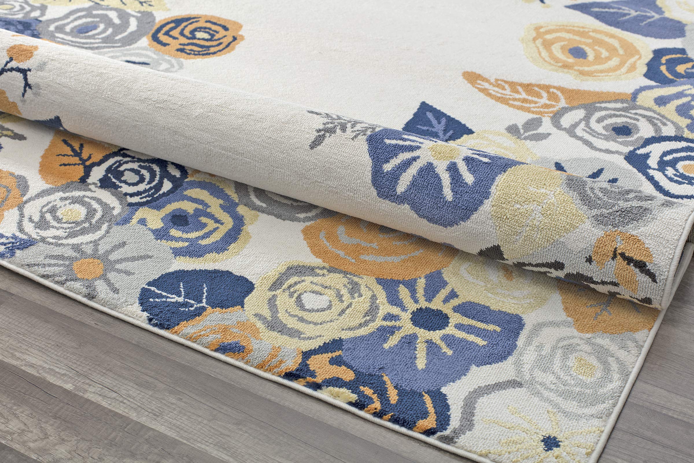 Rugs America 8'x10' Ivory & Multi Blooms Transitional Area Rug - Royal Blossom Golden Ivory VA35D | Perfect for Living Room, Bedroom & Dining Room Decor