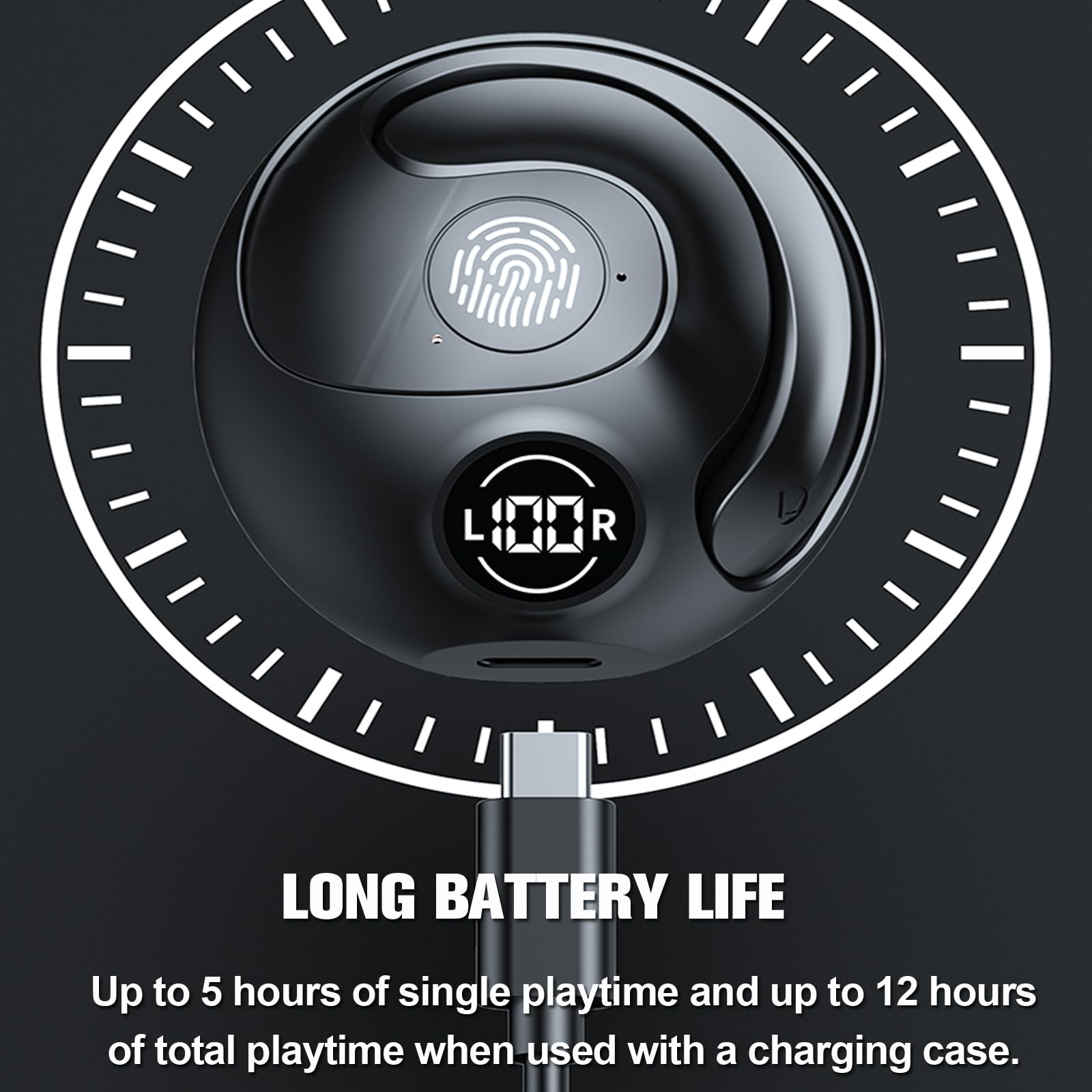OWS Wireless Bluetooth Over-Ear Headphones with Ear Hooks - Air Bone Conduction Technology for Cycling & Gym - ENC Noise Cancelling for Workouts & Outdoor Sports