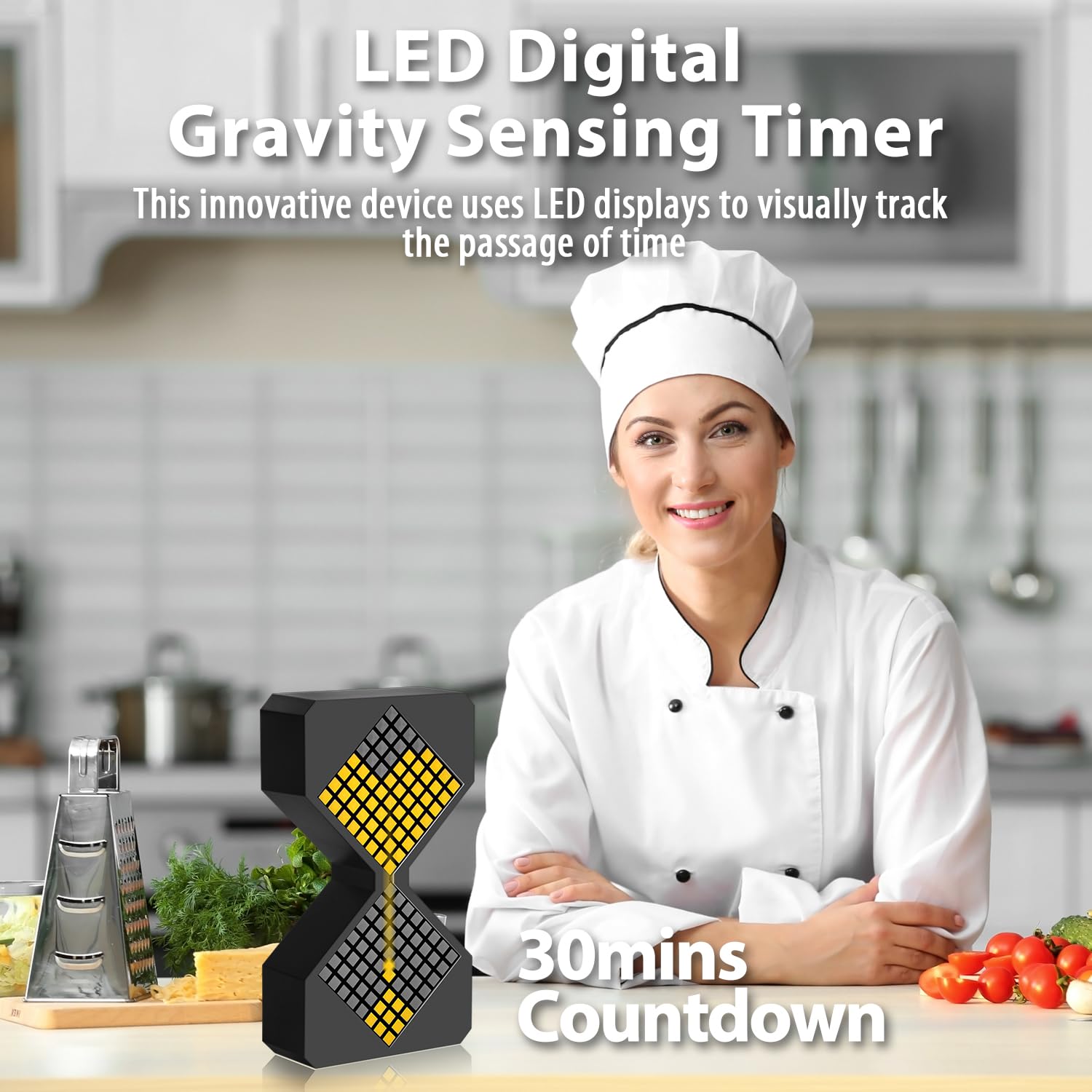 LED Digital Gravity Sensing Hourglass Timer - 1 to 30 Minutes Adjustable Sand Clock for Kitchen, Office & Study | Perfect for Cooking, Productivity & Time Management