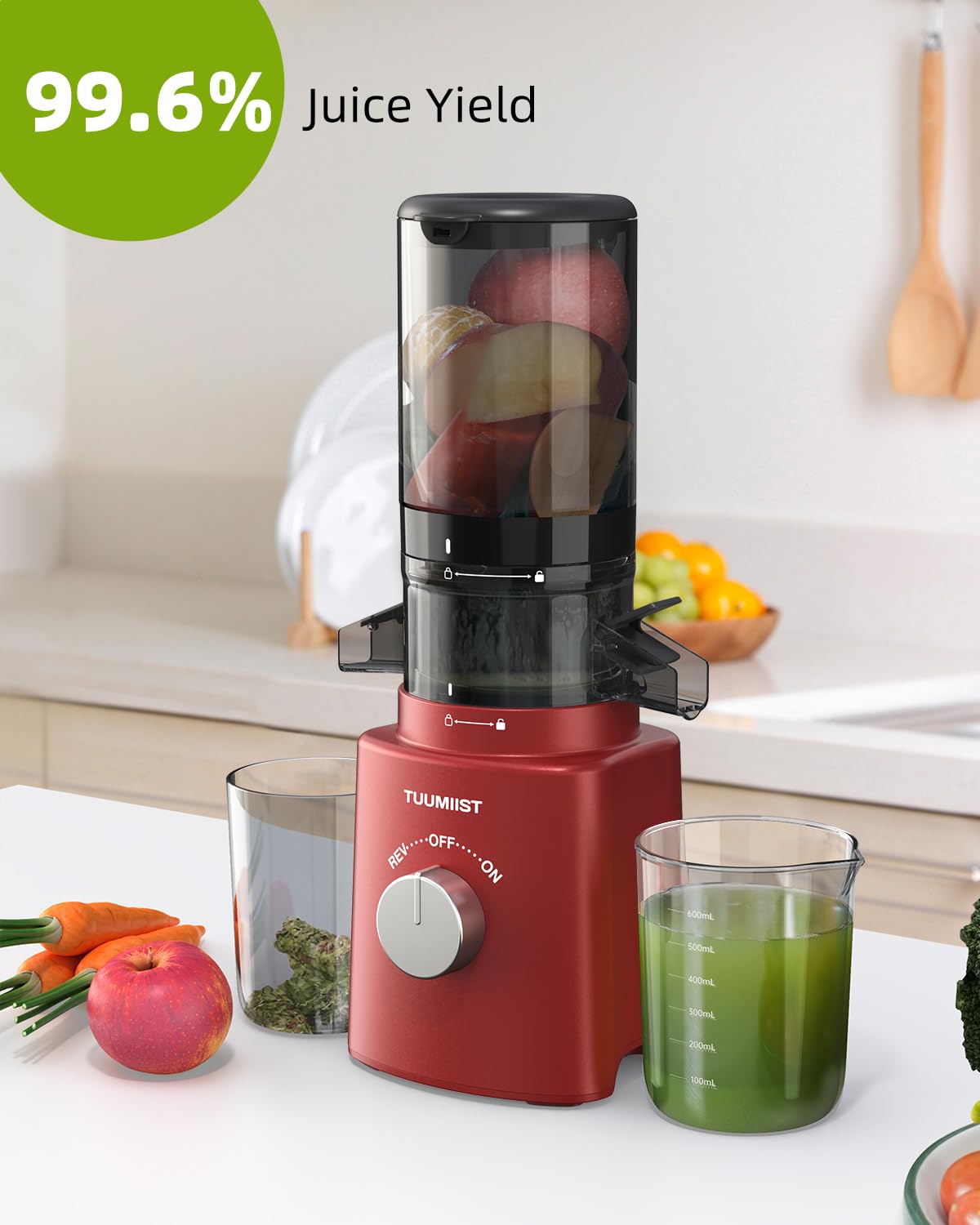 Premium Cold Press Slow Masticating Juicer with 8 BPA-Free Juice Bottles - Large 4.25