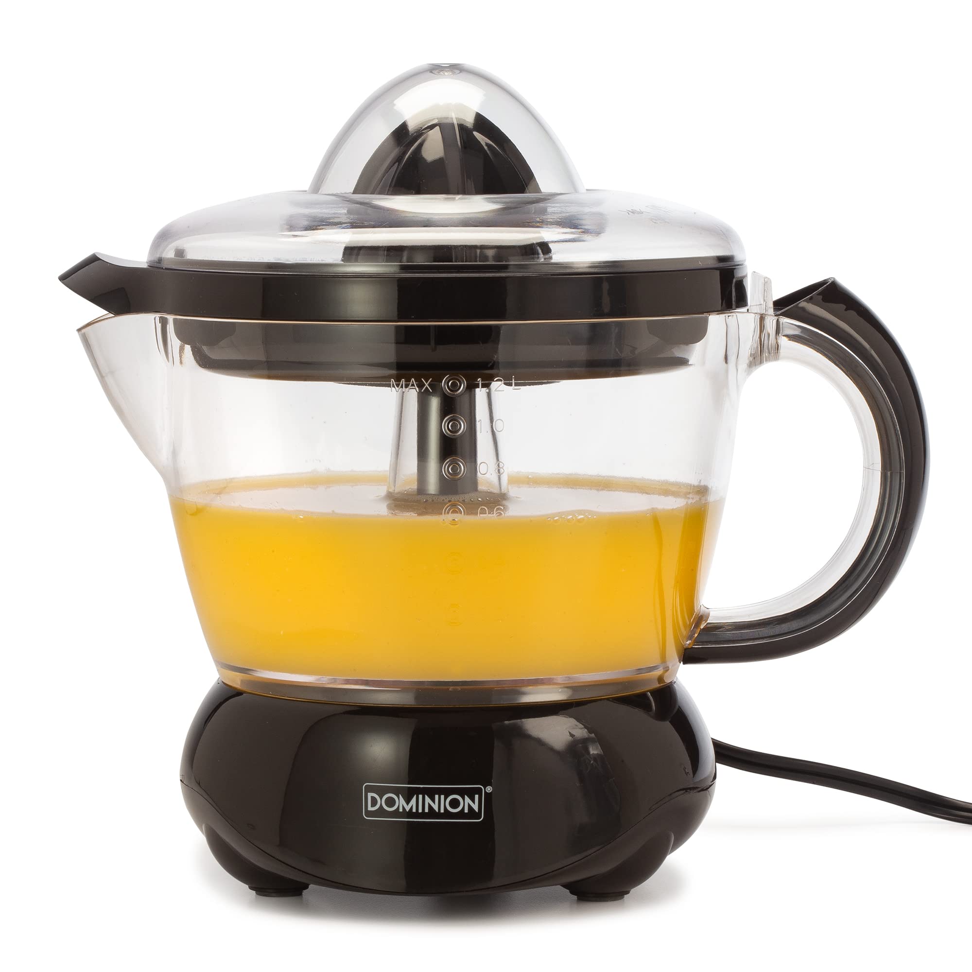 BPA-Free Electric Citrus Juicer - Compact Pulp Control for Oranges, Lemons, Limes & Grapefruits - 40oz Capacity with Easy Pour Spout & 2 Juicing Cones - Perfect for Fresh Juice Bars, Breakfast & Healthy Home Cooking (Black)