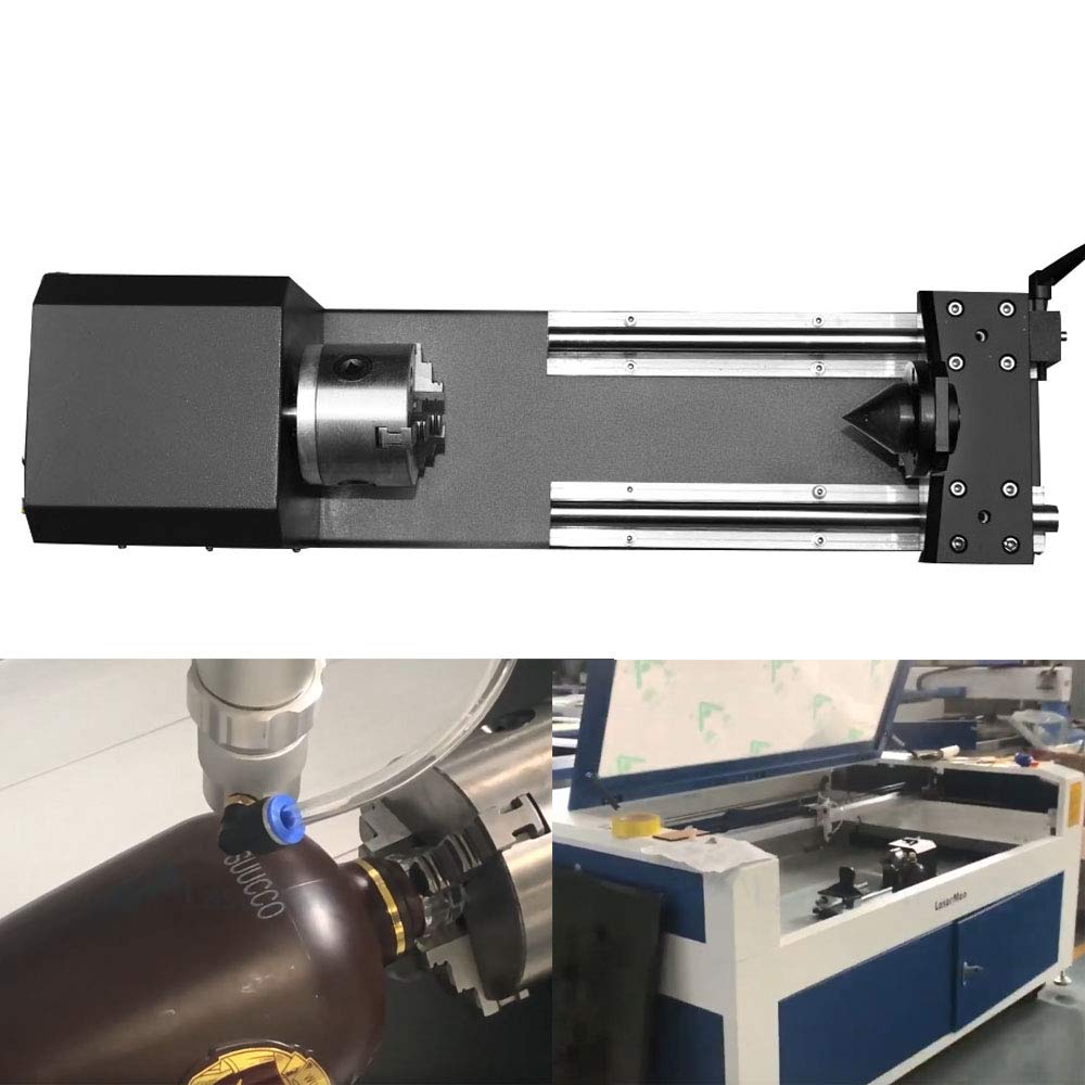 80mm CNC Router Rotary Axis Attachment with 3-Jaw Chuck & 2-Phase Stepper Motor for CO2 Laser Engraving & Cutting Machines - Perfect for Cylindrical Engraving, Woodworking, and Metal Fabrication