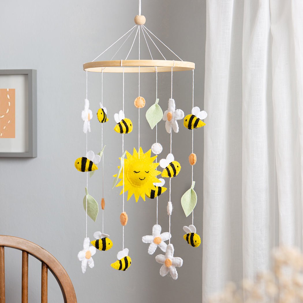 Bee Mobile Felt Craft Kit for Kids - DIY Hanging Nursery Decor with Bees, Flowers & Leaves - Perfect for Baby Shower Gifts & Children's Room Decoration