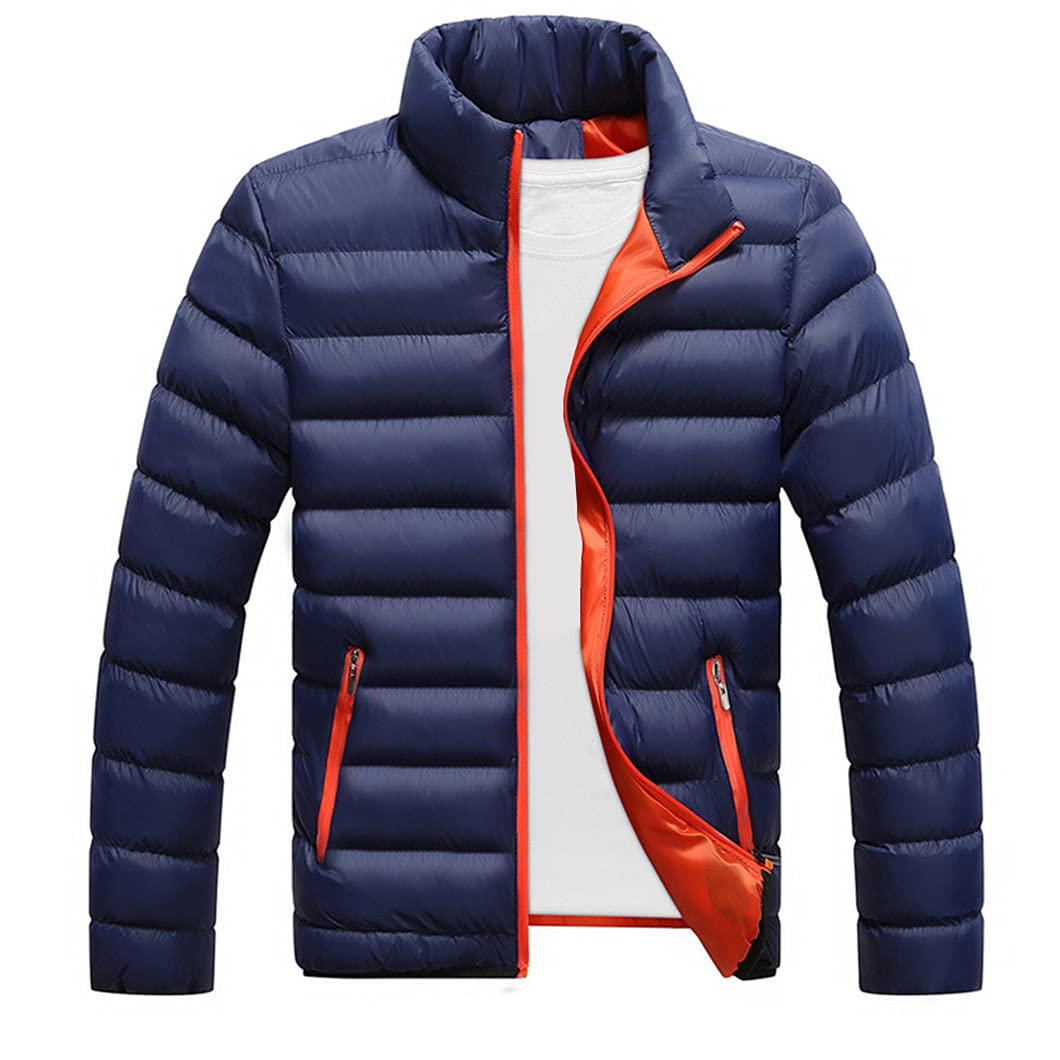 Men's Winter & Autumn Warm Thickened Padded Down Jacket - Stand Collar Zipper Outerwear | Cold Weather Coat for Outdoor Activities & Daily Wear