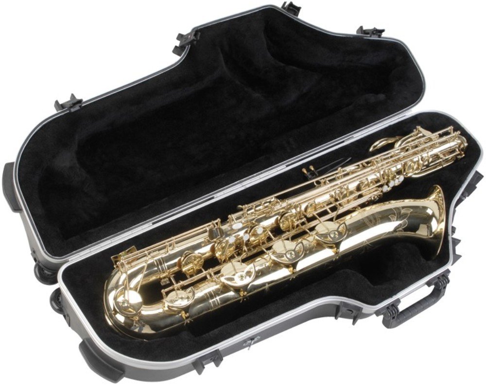 SKB Contoured Pro Universal Baritone Saxophone Case with Wheels - Durable Protection for Professional Musicians & Travel