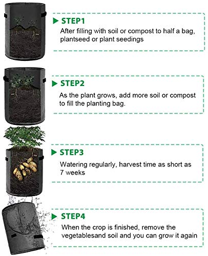 2 Pack 10 Gallon Garden Grow Bags with Handles & Velcro Window - Premium Breathable Fabric Plant Pots for Vegetables, Flowers & Herbs - Ideal for Indoor/Outdoor Gardening, Balcony & Patio Planting (Black)