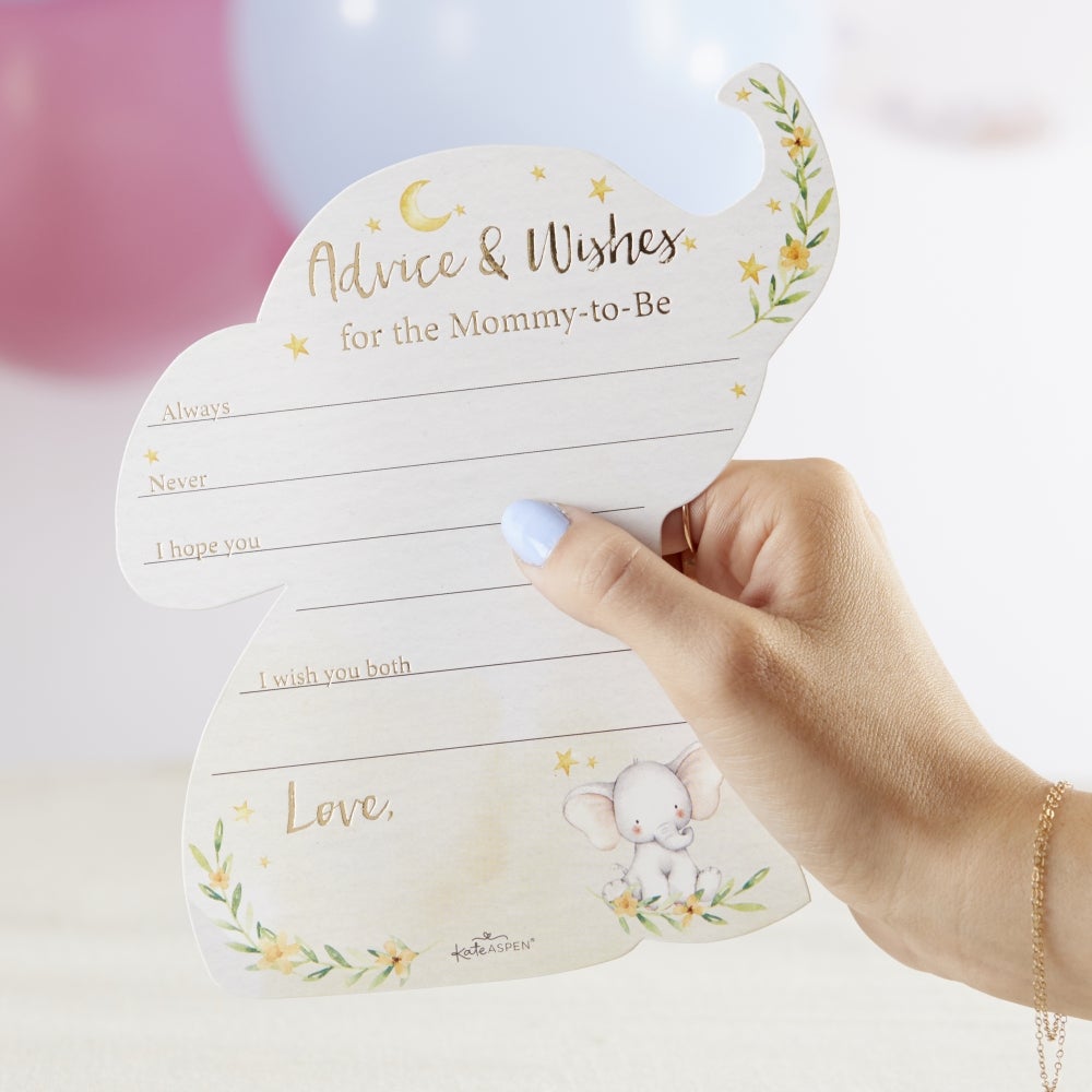 50-Pack Elephant Baby Shower Advice Cards & Fun Baby Shower Games - Perfect for Gender Reveal Parties & New Mom Celebrations