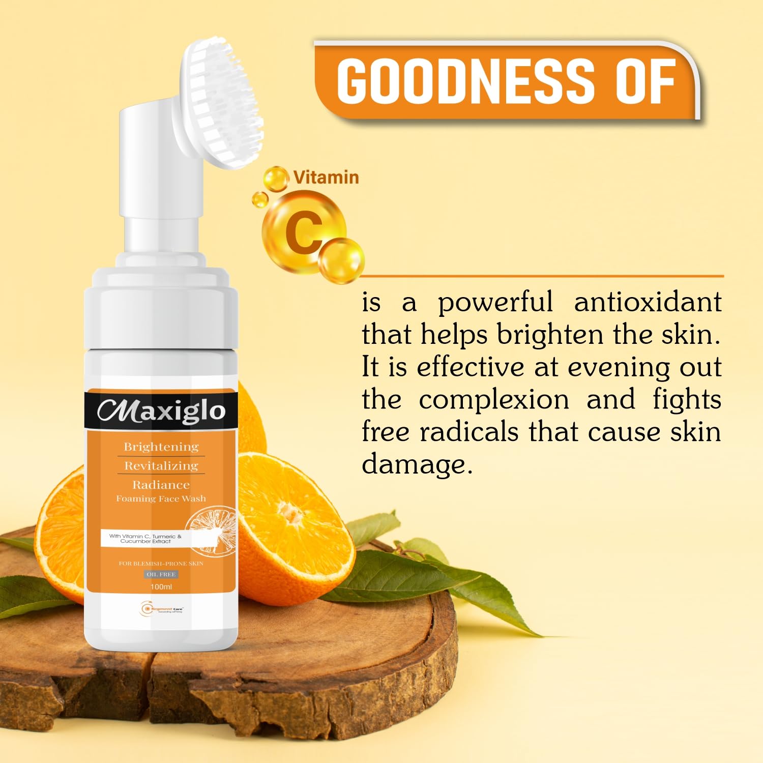 Vitamin C Foaming Face Wash with Turmeric & Cucumber - Brightening & Hydrating Cleanser for Acne-Prone & Sensitive Skin | Morning & Night Skincare Routine
