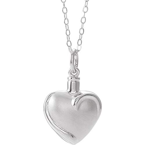 10K White Gold Heart Ash Holder Necklace - 18