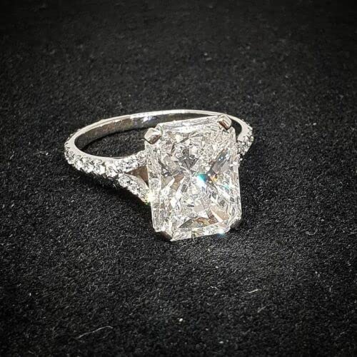 3 Ct Radiant Cut Diamond Engagement Ring for Women - 14K White Gold Plated 925 Sterling Silver Split Shank Wedding Band - Handmade Custom Anniversary Jewelry Gift for Her - Perfect for Proposals, Weddings & Special Occasions