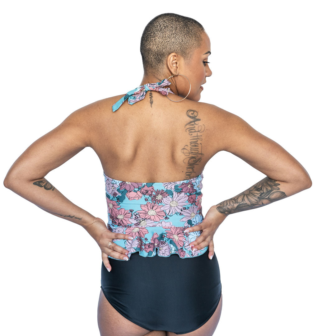 High Neck Peplum Tankini Top for Women - Flattering Swimwear with Adjustable Straps & UPF 50+ Protection - Perfect for Beach, Pool & Summer Vacations