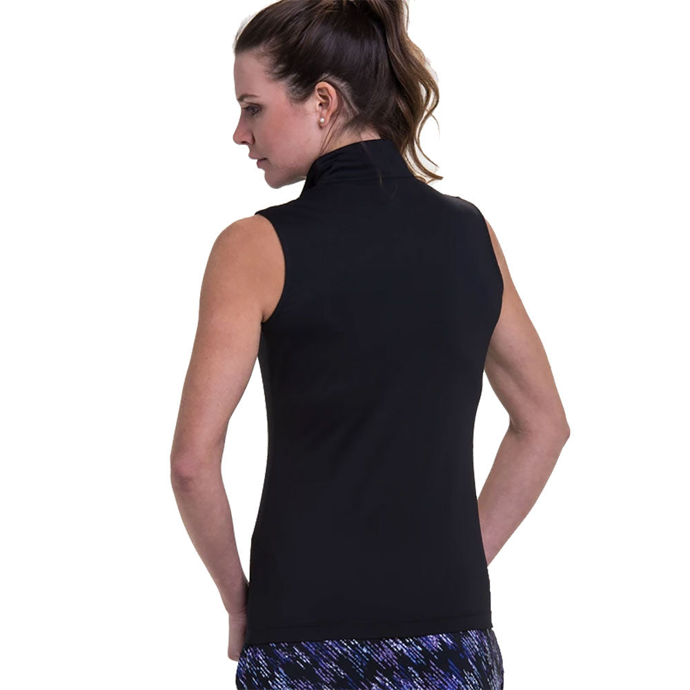 EP New York Women's Sleeveless Mock Zip Golf Polo Shirt - Black & Multi Color - Perfect for Golf, Tennis & Summer Outdoor Activities
