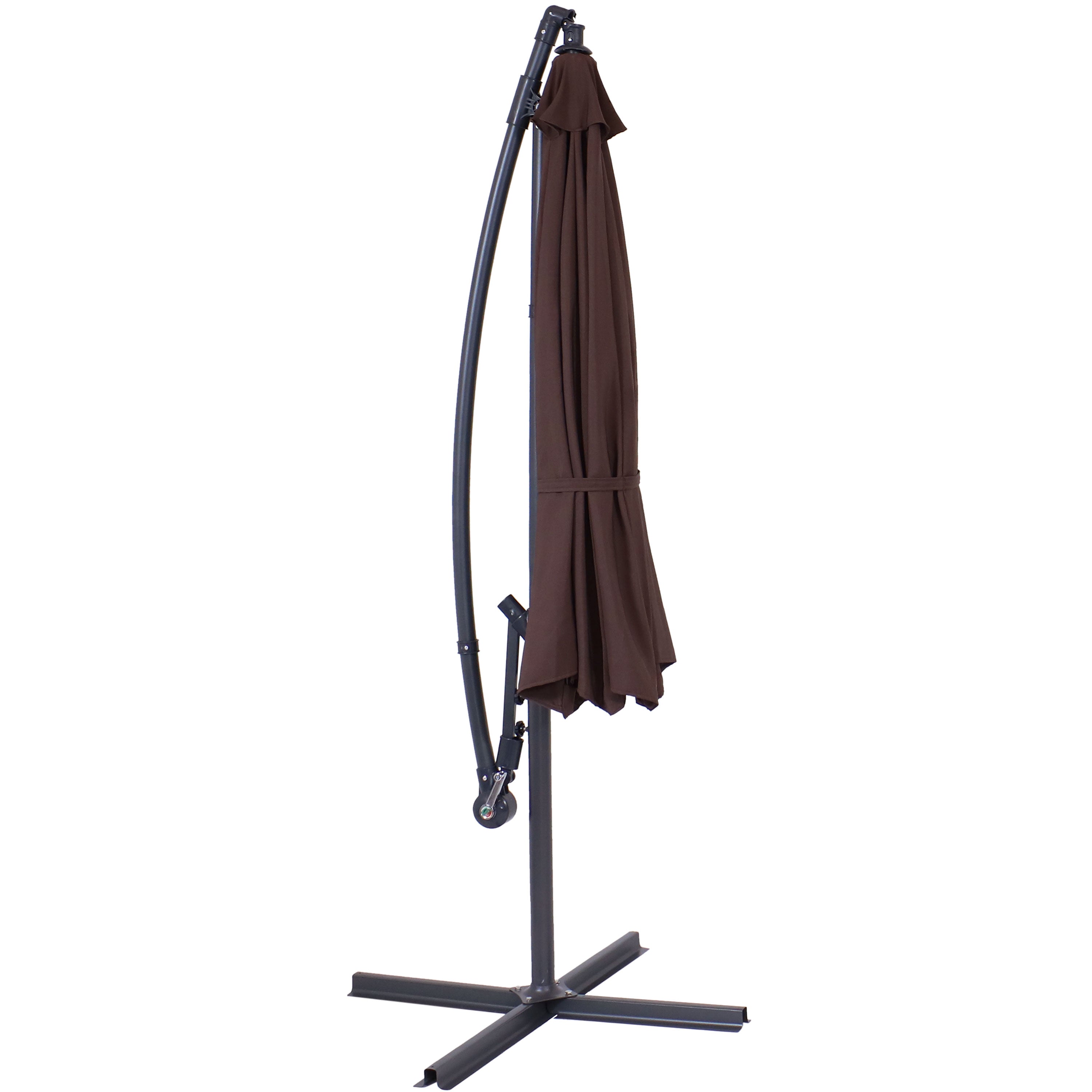 10' Offset Patio Umbrella with Cantilever & Cross Base - Heavy Duty Outdoor Sun Shade for Pool, Deck, Garden, and Backyard - Sunnydaze