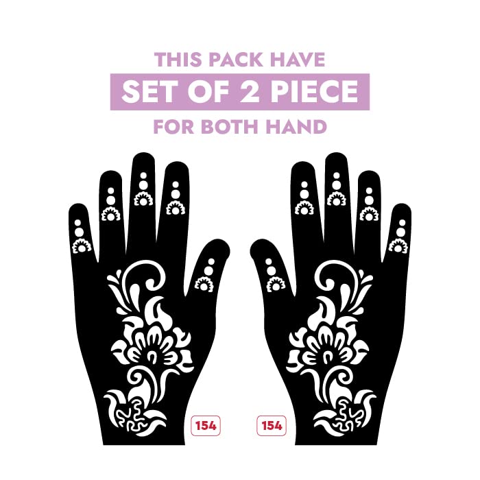 Apcute Henna Stencil Sticker Kit - Full Hand Mehndi Designs for Girls, Women & Kids - Easy to Use Temporary Tattoo Stencils (Design No. HB-154) - Perfect for Weddings, Festivals & DIY Body Art