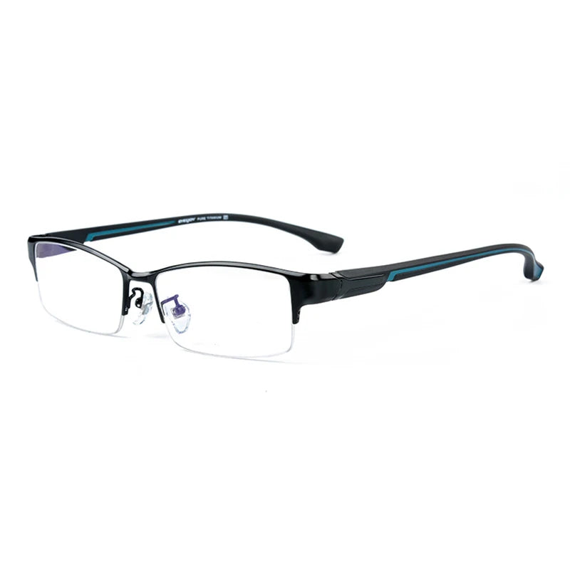 Brightzone Unisex Semi-Rim Square Titanium Eyeglasses 95356 - Lightweight & Durable Frame for Work, Reading & Everyday Wear