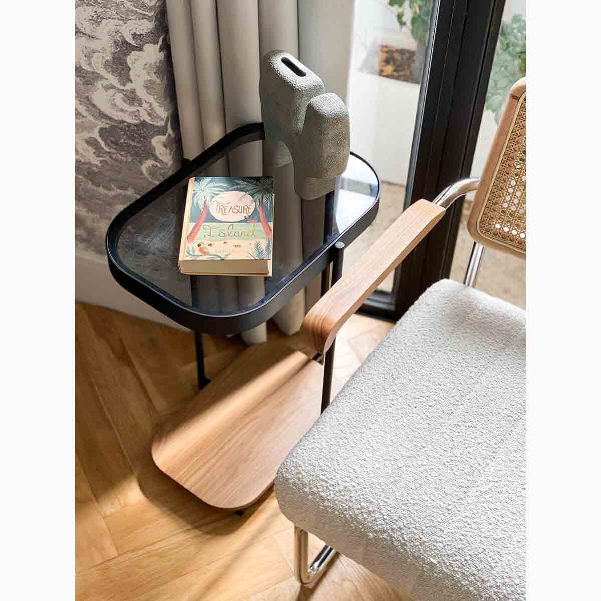Elegant Glam Rectangular Side Table - Modern Nightstand for Bedroom, Living Room & Office - Stylish Accent Table with Gold Metal Frame & Glass Top