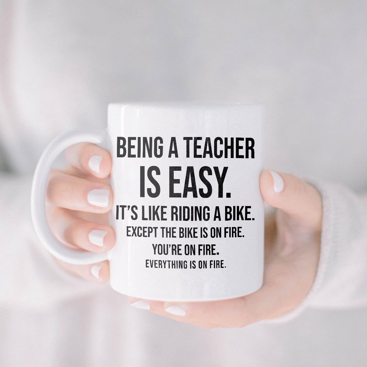 Funny Teacher Coffee Mug - 'Being a Teacher Is Easy' Humor Ceramic Cup (11oz/15oz) - Perfect Gag Gift for Educators, Back to School, Appreciation & Retirement - White Ceramic Mug for Classroom, Office & Home Use